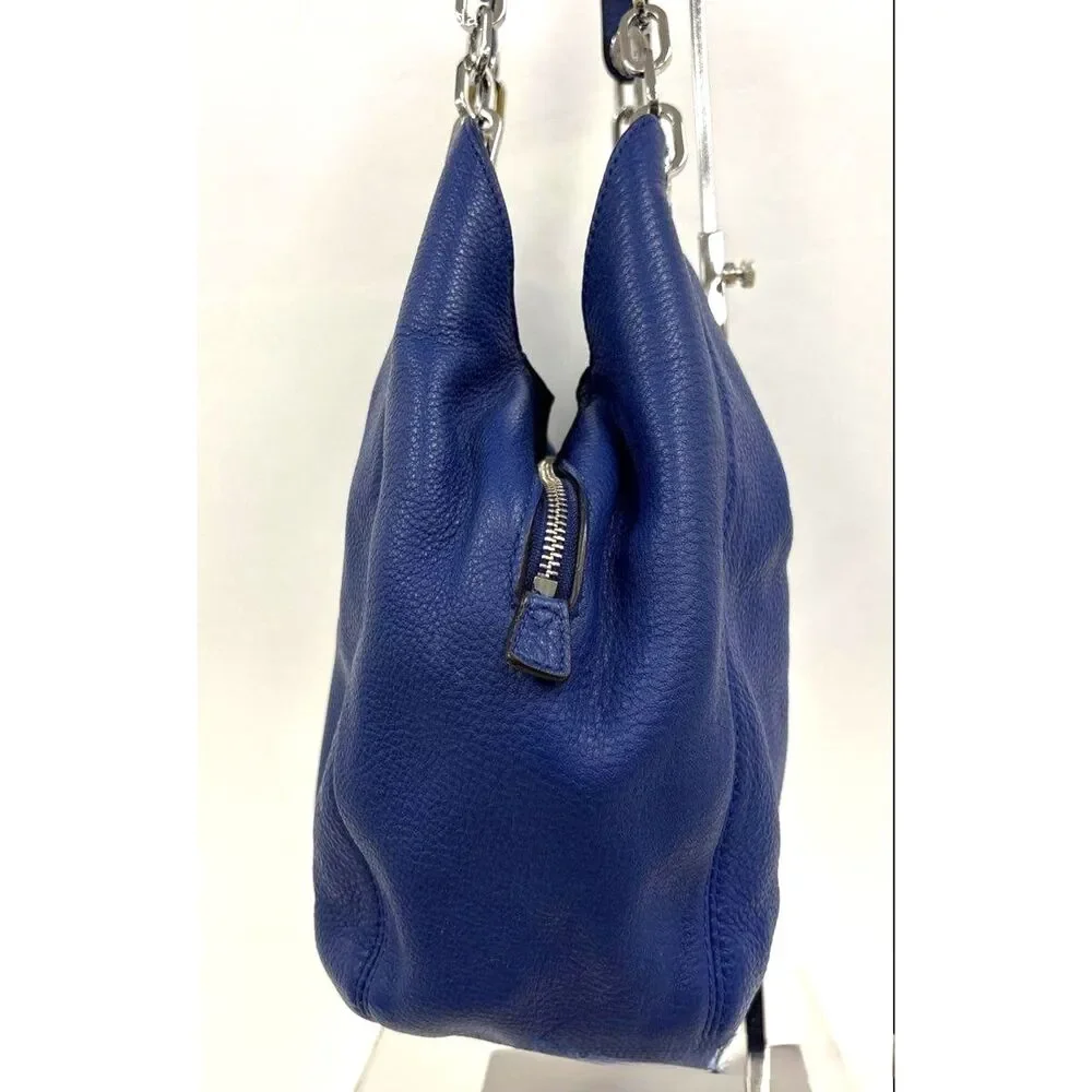 Michael Michael Kors Blue Fulton Hobo Bag w/ Silver Chain Straps